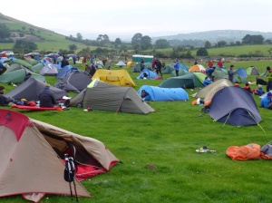 The overnight camp. Tents packed with throbbing thighs.